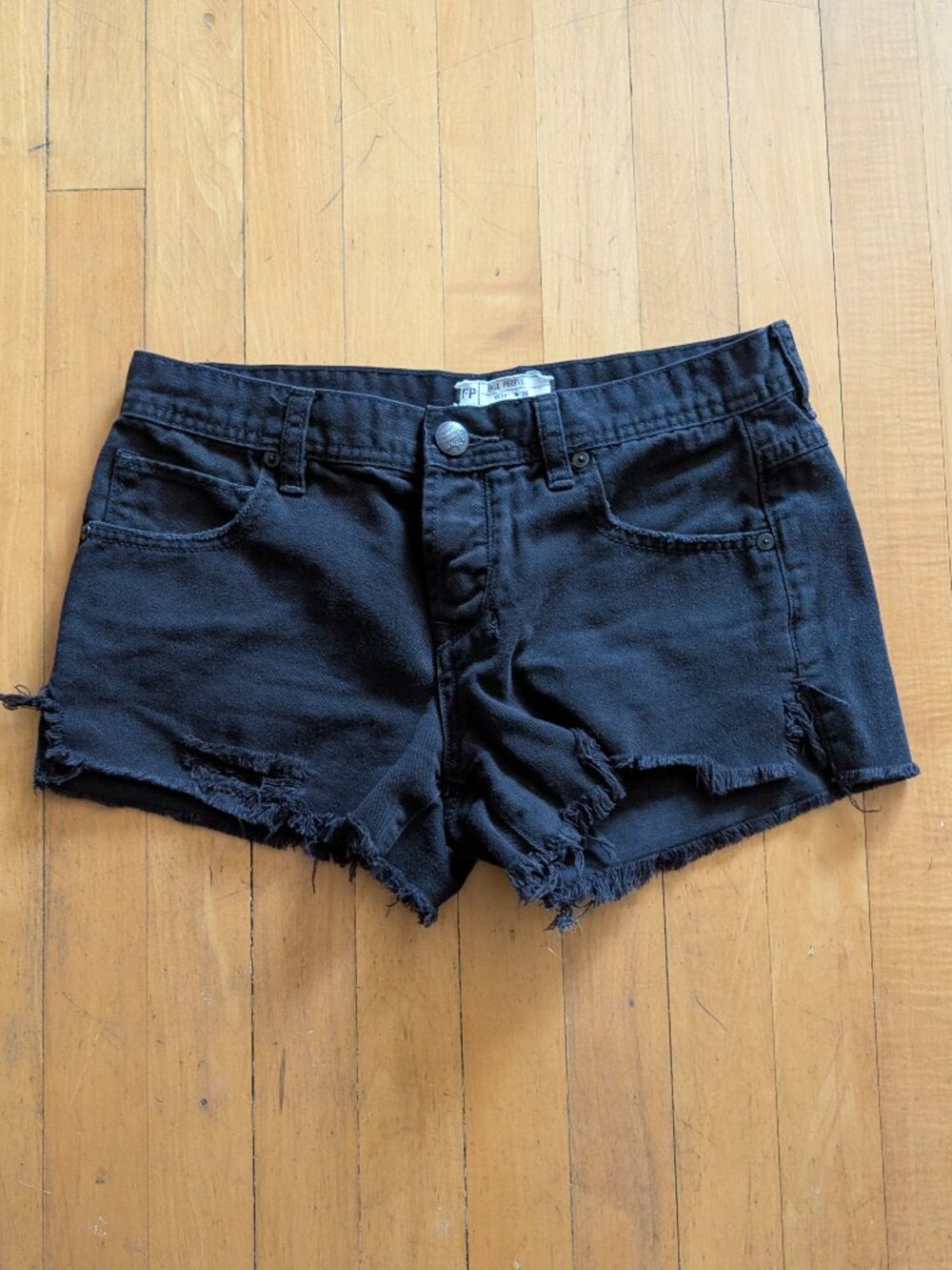 Free People Black Denim Shorts